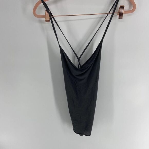 LAmade black spaghetti strap twist back drapey unfinished hem top NWT Womens S - Picture 1 of 5